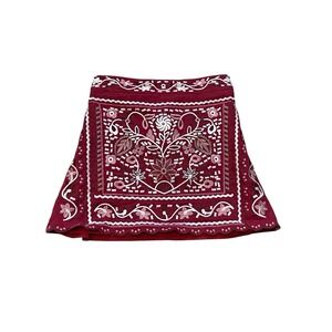 Altar'd State Women's Red Embroidered Mini Shirt‎ Skirt Lined Floral Boho Small